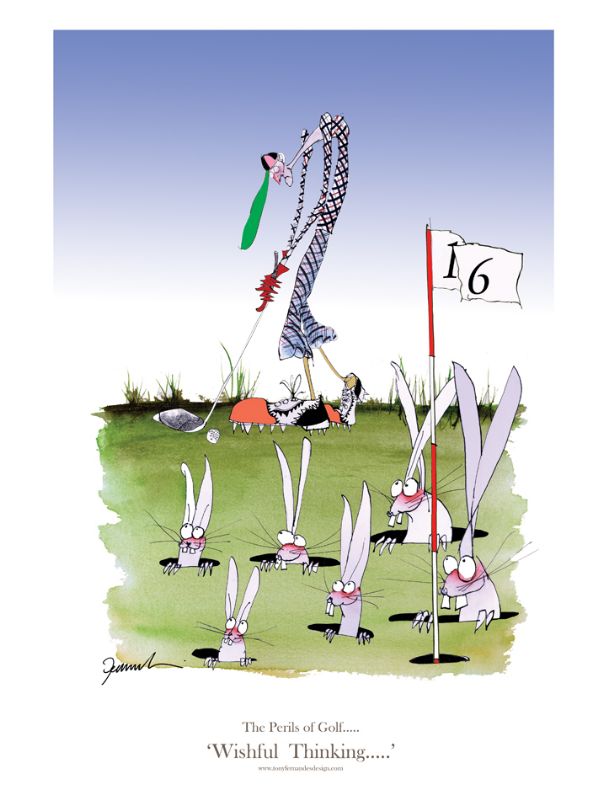 Wishful Thinking by Tony Fernandes - golf cartoon signed print
